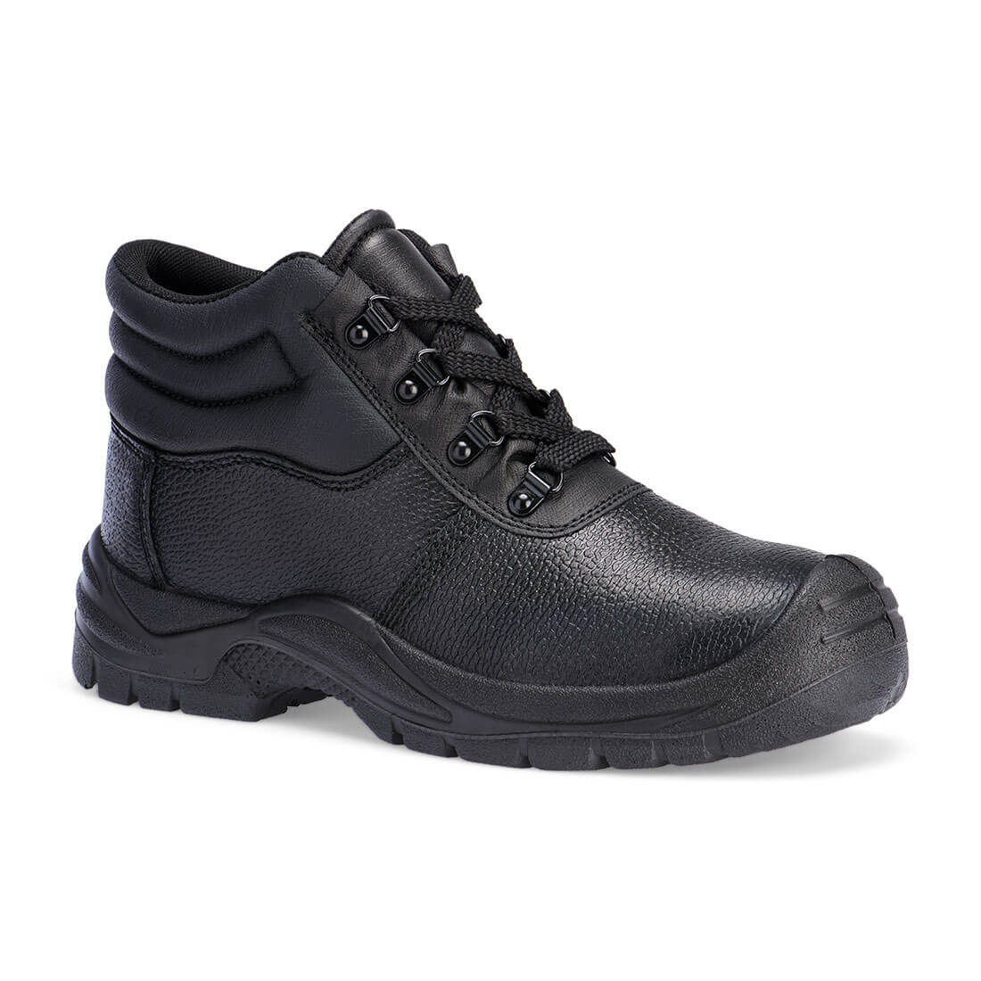 Portwest Steel Split Leather Mid Boot S1P FO SR in Black, main product image