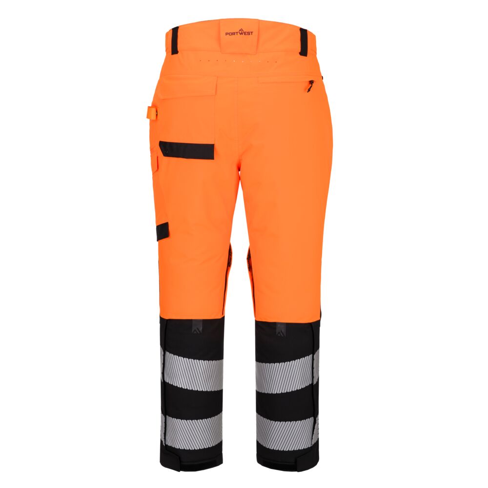 Portwest EV402 EV4 Hi-Vis Expedition Trouser in Orange/Black, back view