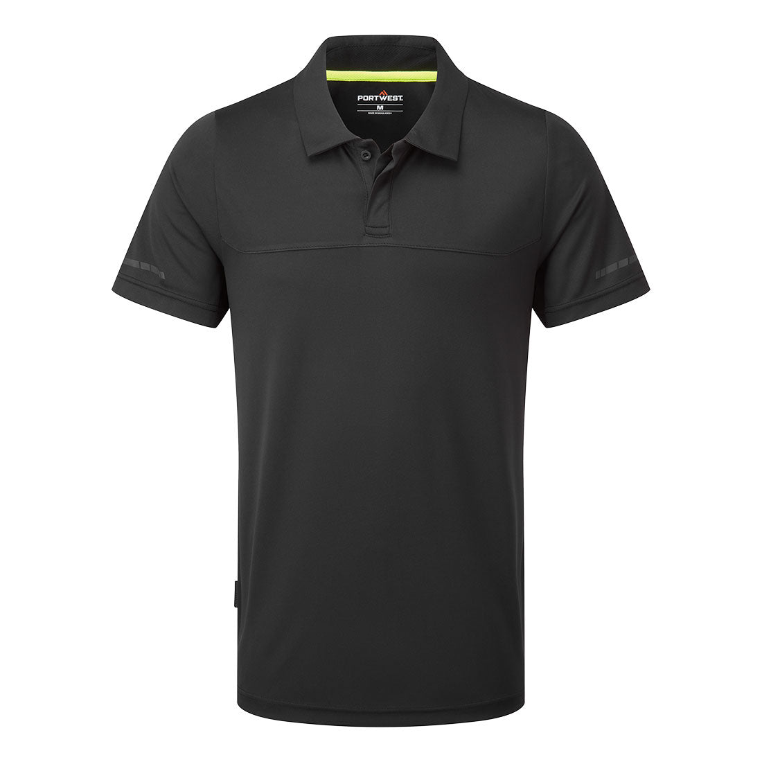 Portwest EV4 Lightweight Polo Shirt S/S in Black, main product image