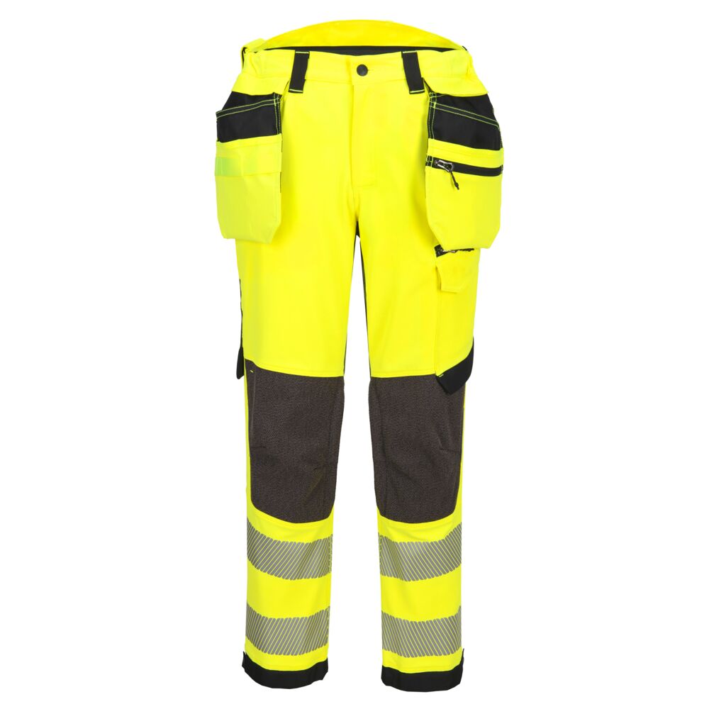 Portwest EV4 Hi-Vis Stretch Detachable Holster Class 2 Trousers in Yellow/Black Short, image 5