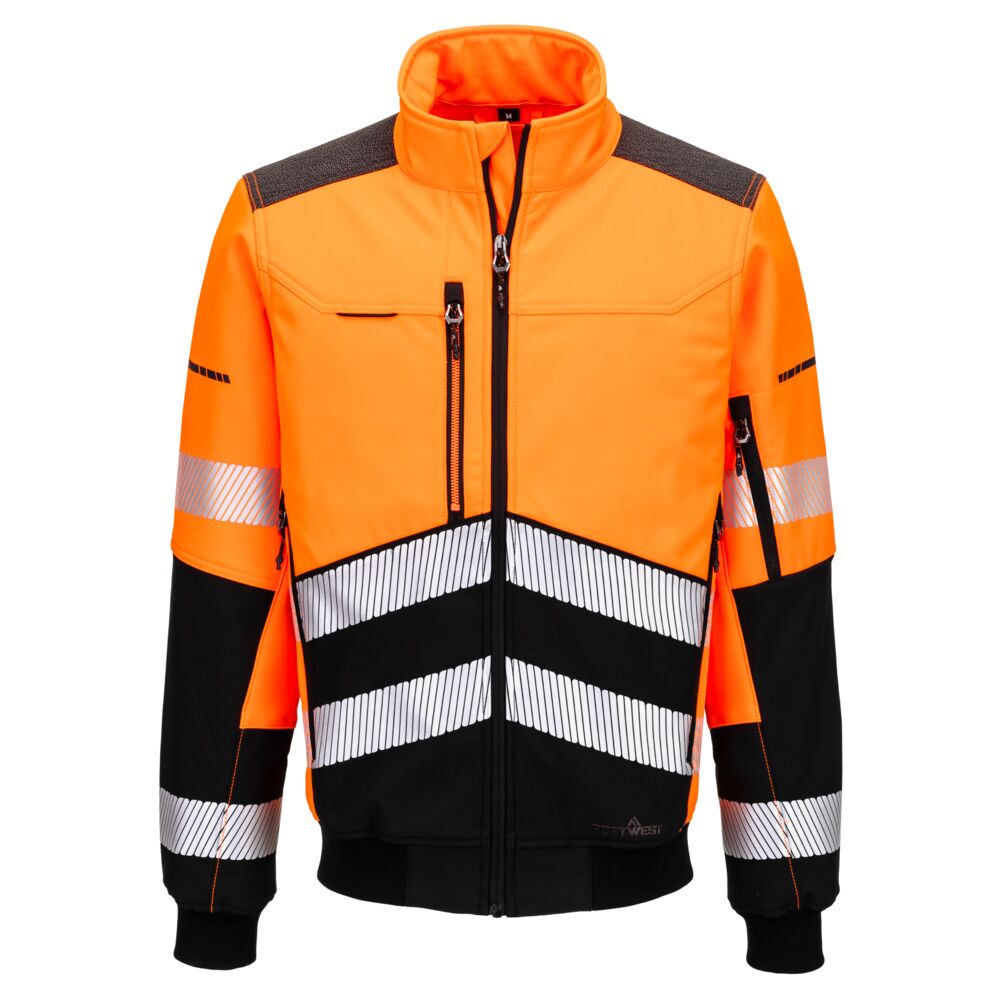Portwest EV4 Hi-Vis Softshell Bomber in Orange/Black, main product image