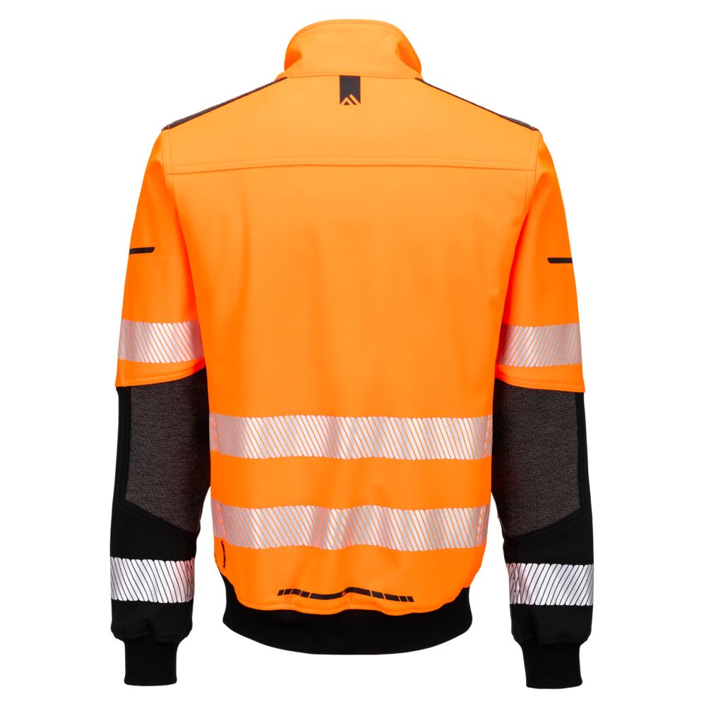 Portwest EV468 EV4 Hi-Vis Softshell Bomber (3L) in Orange/Black, back view