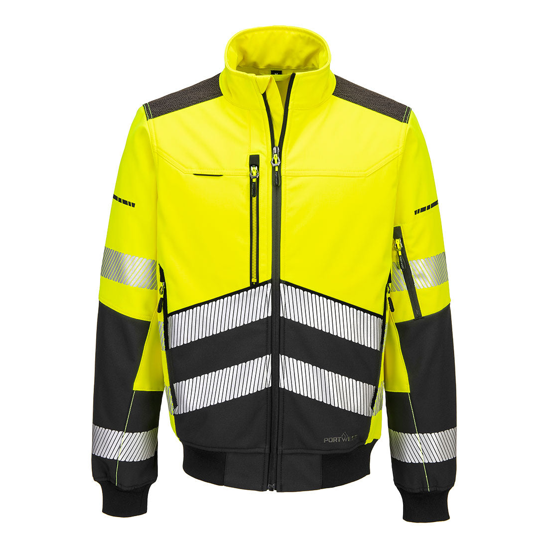 Portwest EV4 Hi-Vis Softshell Bomber in Yellow/Black, image 2