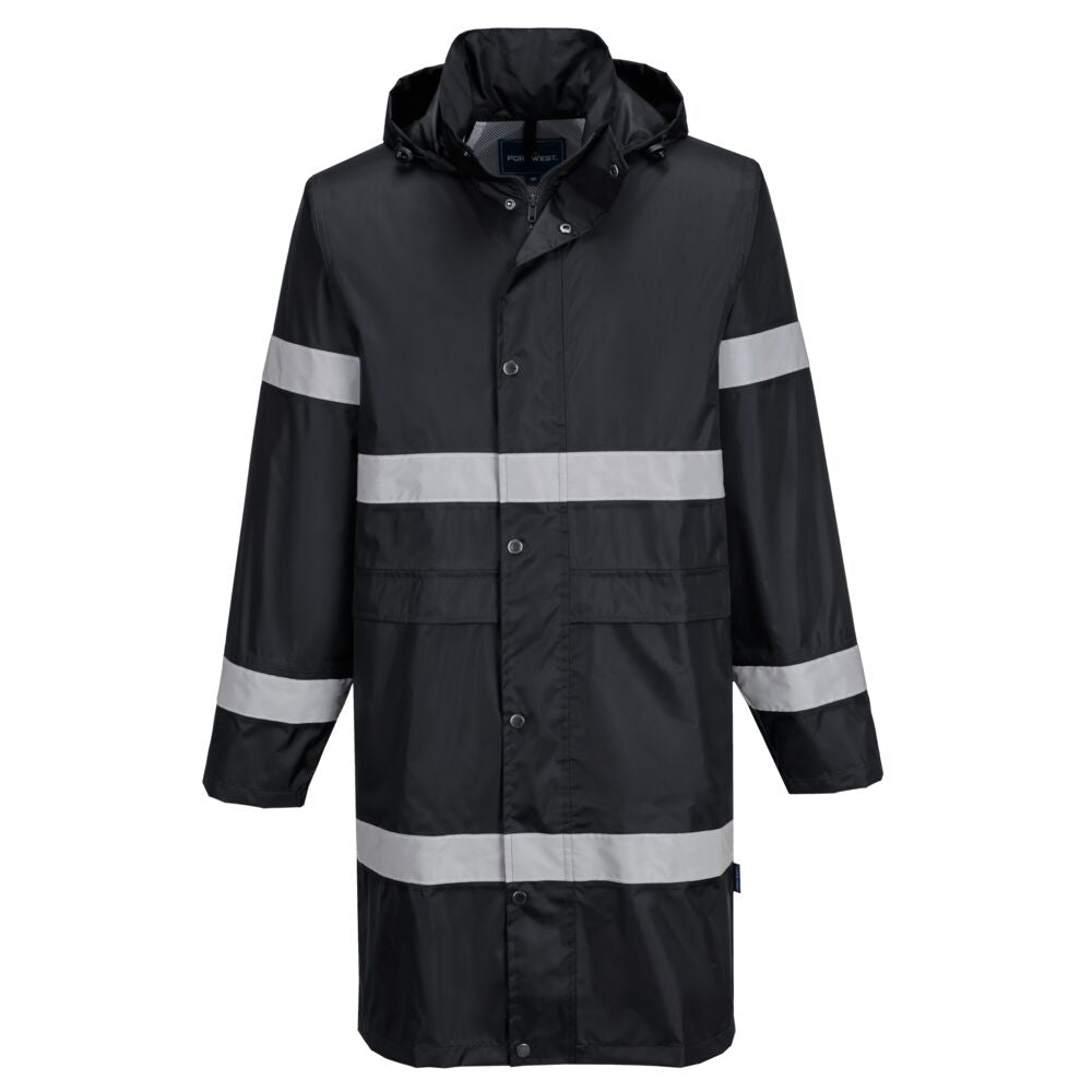 Portwest Iona Rain Coat 100cm in Black, main product image