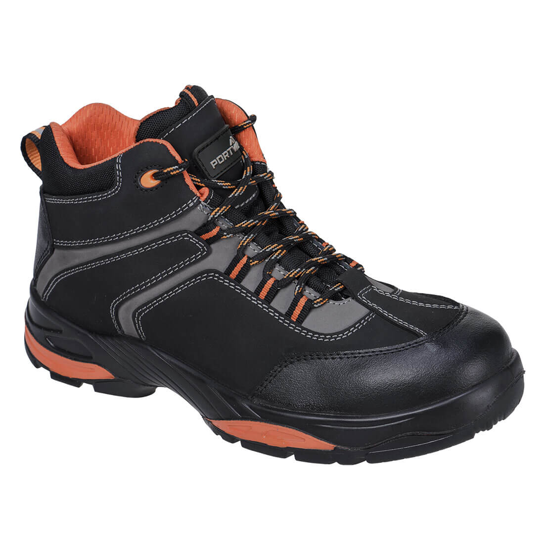 Portwest Composite Nubuck Leather Ankle Boot S3S HRO FO SR in Black, main product image