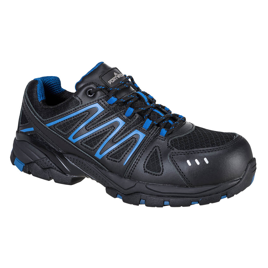 Portwest Composite Action Leather Trainer S1PL FO SR in Black, main product image