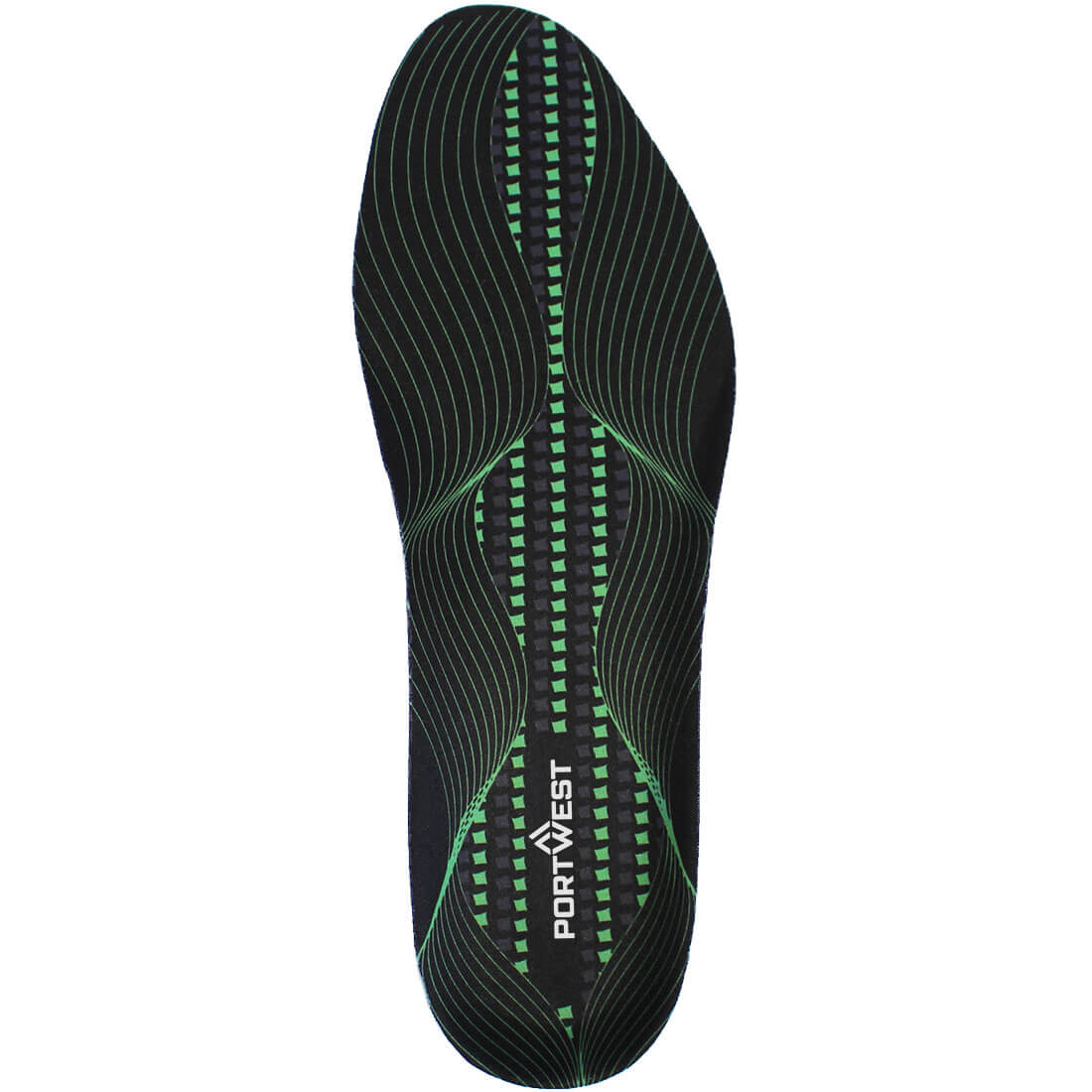 Portwest Gel Cushion & Arch Support Insole in Black/Green, main product image