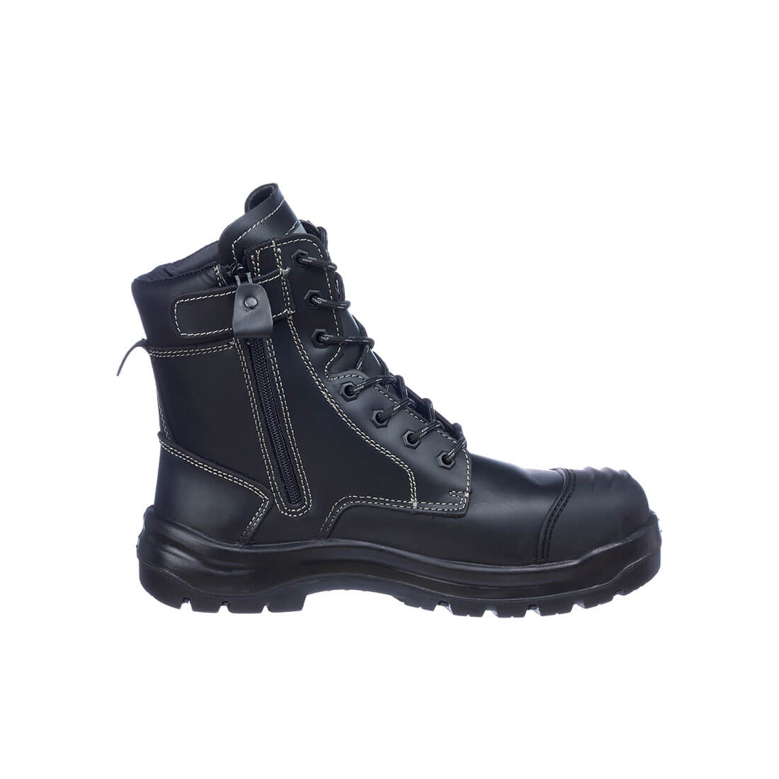 Portwest FD15 Steel Leather High Boot S3 HRO FO SC HI CI LG SR in Black, back view