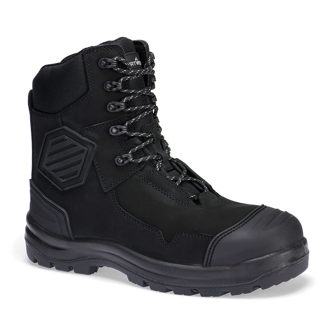 Portwest Composite Leather Shin Boot S3S HRO FO SC HI CI AN LG SR in Black, main product image