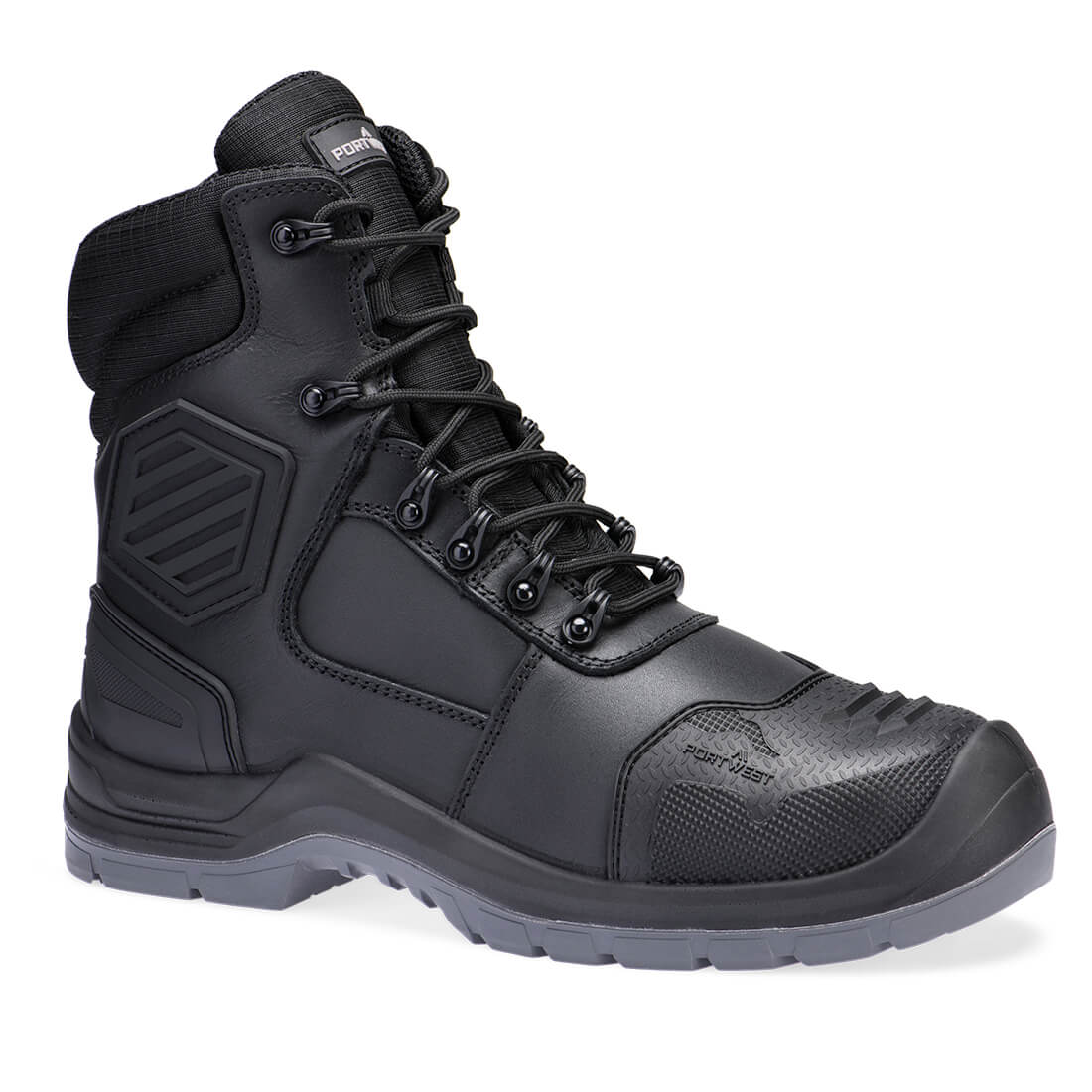 Portwest Composite Leather Mid Boot S7L HRO M CI LG SC AN SR FO in Black, main product image