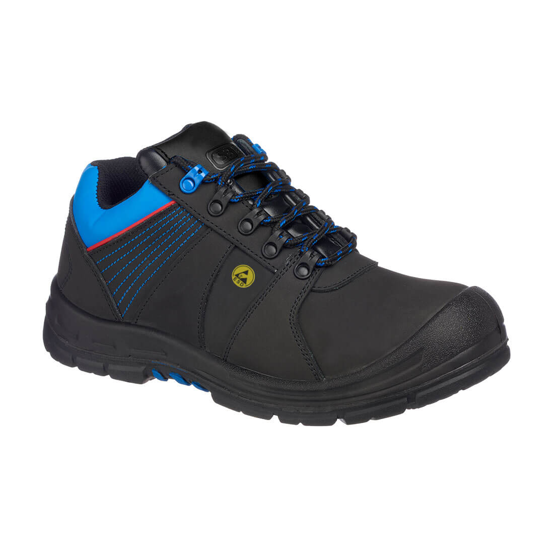Portwest Composite Action Nubuck Low Shoe S3 ESD HRO SRC in Black/Blue, main product image