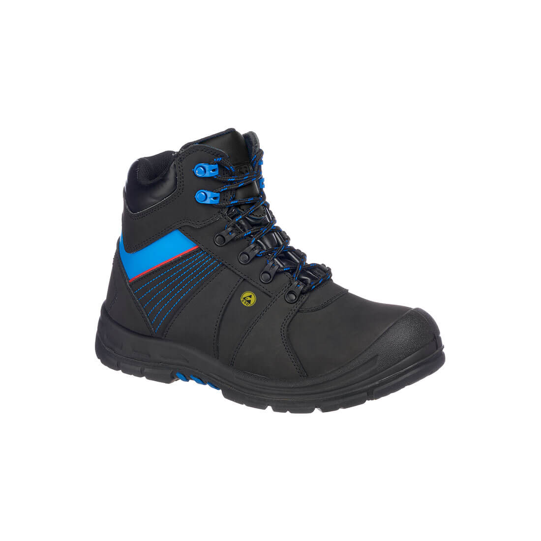 Portwest Composite Action Nubuck Ankle Boot S3 ESD HRO SRC in Black/Blue, main product image
