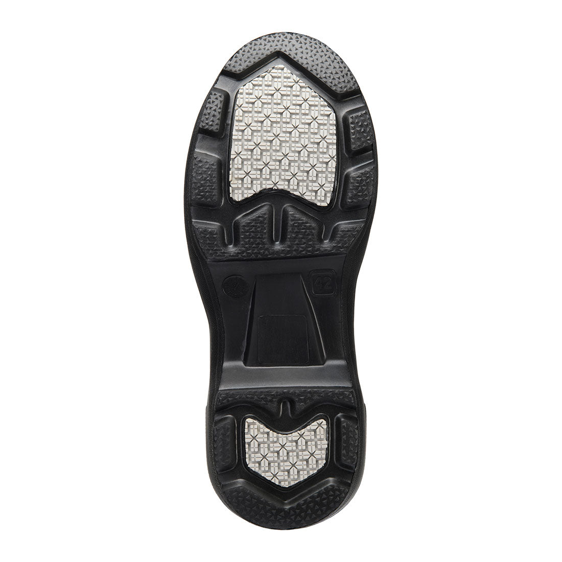 Portwest FD80 Composite EVA Wellington S5S CI SR in Black/Grey, back view