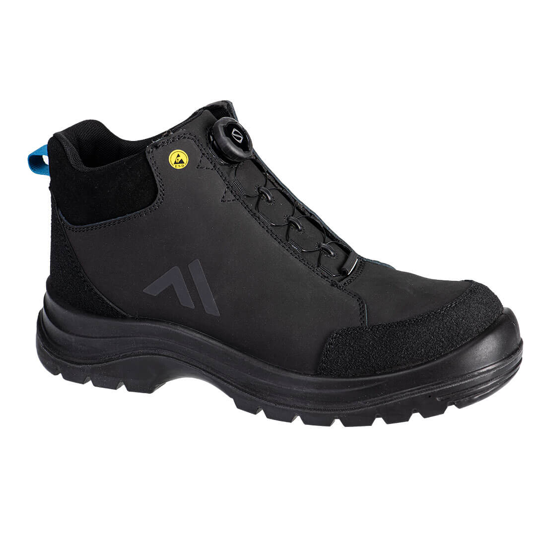Portwest Composite Action Nubuck Mid Boot S3S ESD SR FO in Black/Blue, main product image