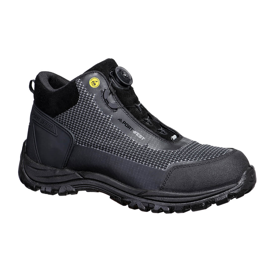 Portwest Composite Textile Mid Boot S3S ESD SR FO in Black/Grey, image 2