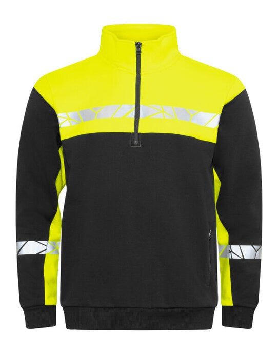ProJob Workwear ProJob Progression 7102 Half Zip Sweat - Black/Yellow