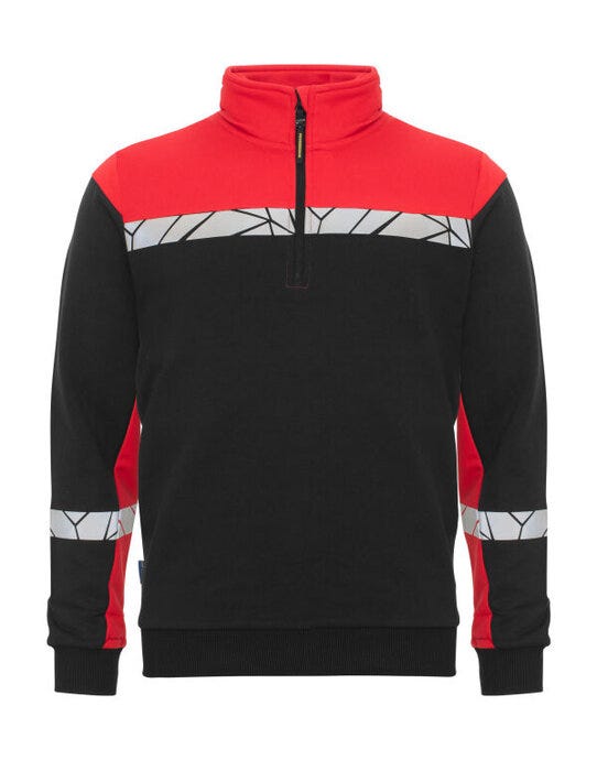 ProJob Workwear ProJob Progression 7102 Half Zip Sweat - Black/Red