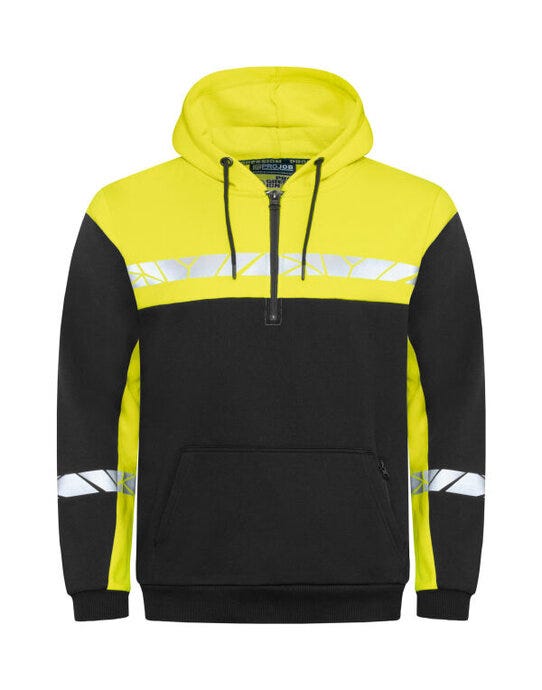 ProJob Workwear ProJob Progression 7104 Half Zip Hoodie - Black/Yellow