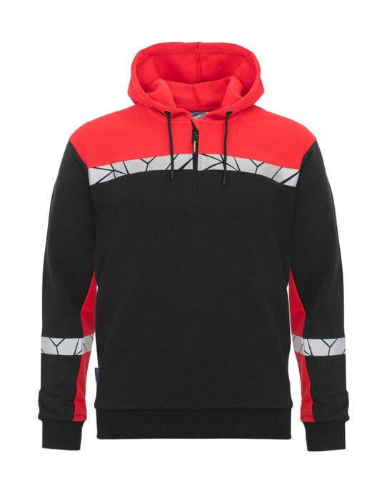 ProJob Workwear ProJob Progression 7104 Half Zip Hoodie - Black/Red