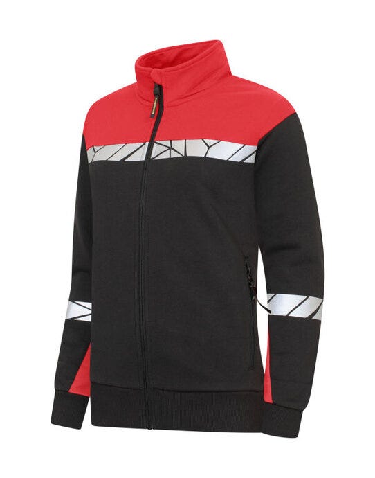 ProJob Workwear ProJob Progression 7105 Ladies FZ Sweat - Black/Red