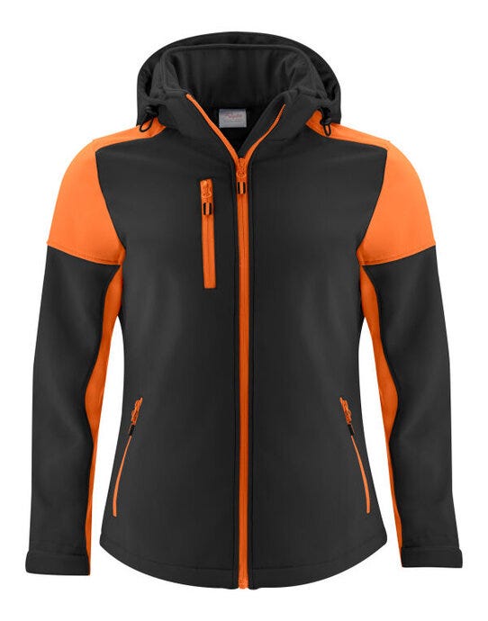 Printer Prime Ladies Softshell - Black/Orange