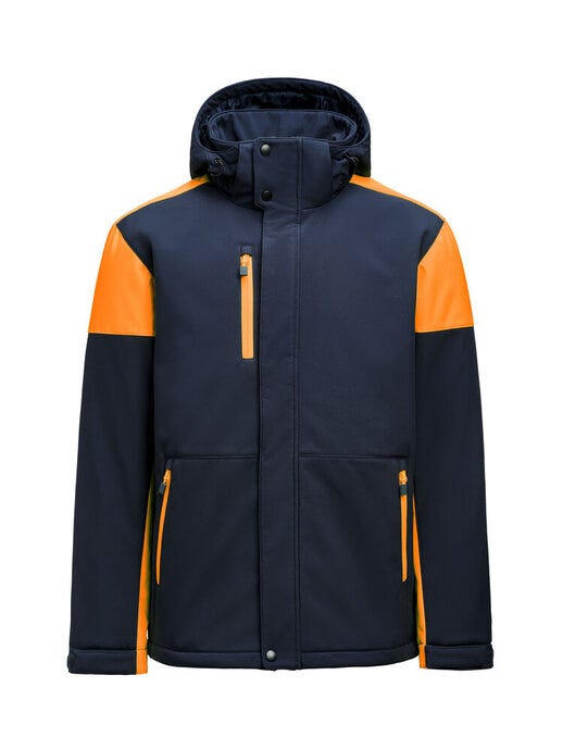 Printer Prime Mens Padded Softshell - Navy/Neon Orange