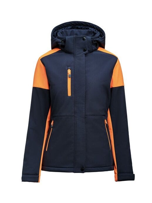 Printer Prime Ladies Padded Softshell - Navy/Neon Orange