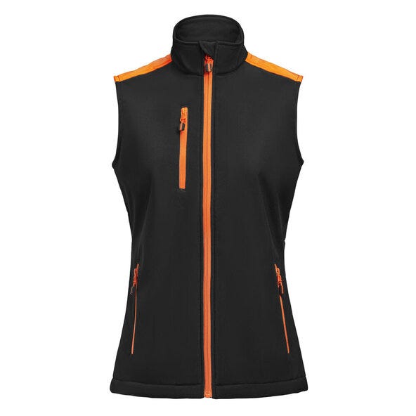 Printer Prime Ladies Softshell Vest - Black/Orange