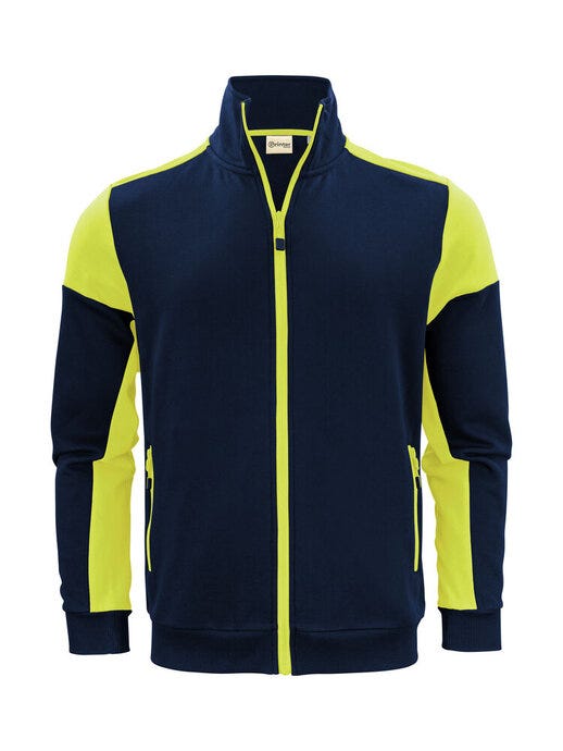 Printer Prime Full Zip Sweater - Navy/Neon Yellow