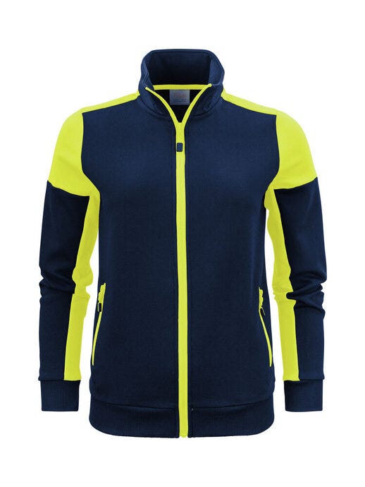 Printer Prime Ladies Full Zip Sweat - Navy/Neon Yellow