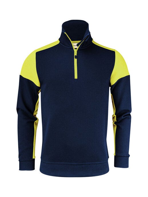 Printer Prime Half Zip Sweater - Navy/Neon Yellow