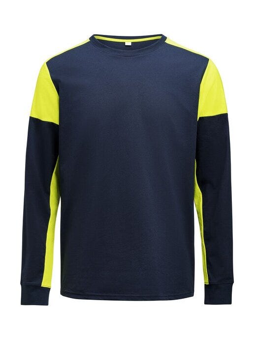 Printer Prime Long Sleeve T-Shirt - Navy/Neon Yellow