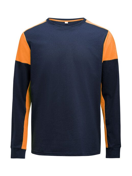 Printer Prime Long Sleeve T-Shirt - Navy/Neon Orange