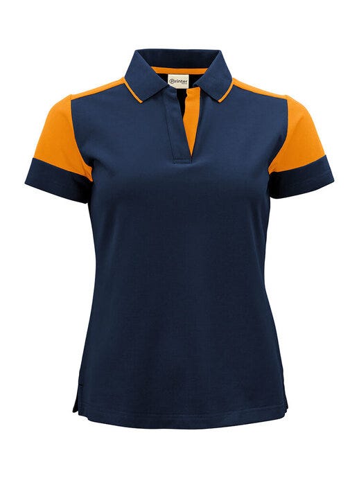 Printer Prime Ladies Polo - Navy/Neon Orange