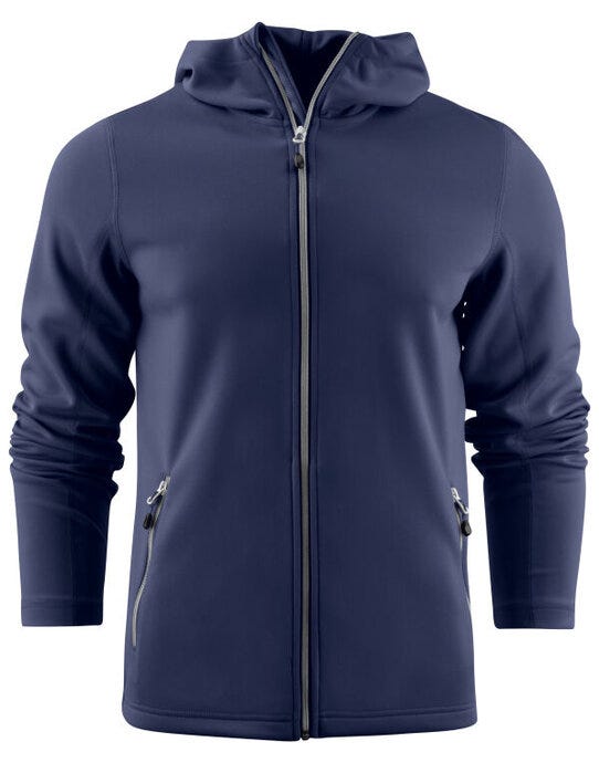 Printer Red Layback Full Zip Hoodie - Navy