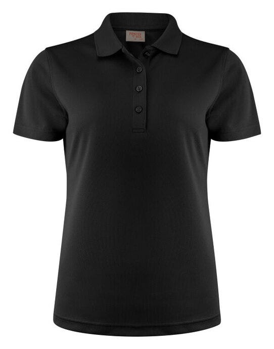 Printer Red Ladies Smash Polo Shirt - Black