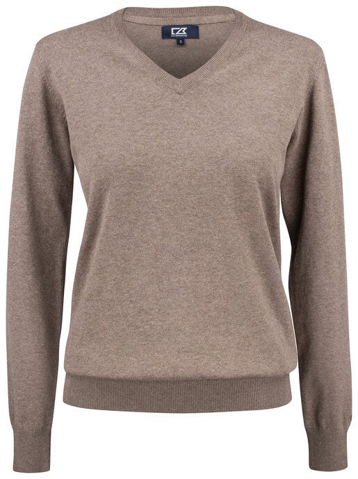 Cutter & Buck C&amp;B Ladies Oakville V-Neck Sweater - Nougat Melange