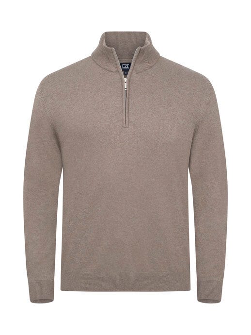 Cutter & Buck C&amp;B Oakville Half Zip Sweater - Nougat Melange