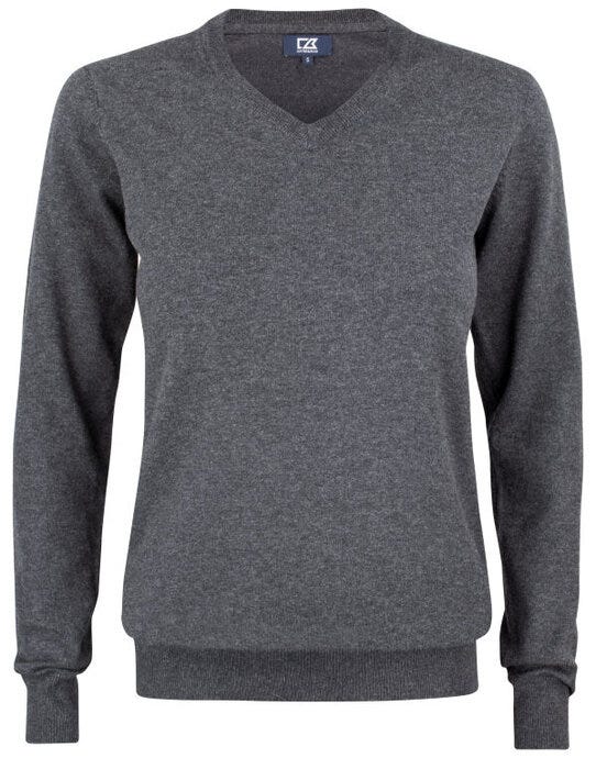 Cutter & Buck C&amp;B Ladies Oakville V-Neck Sweater - Anthracite Melange