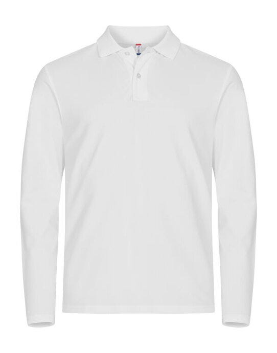 Clique Stretch Premium L/S Polo - White