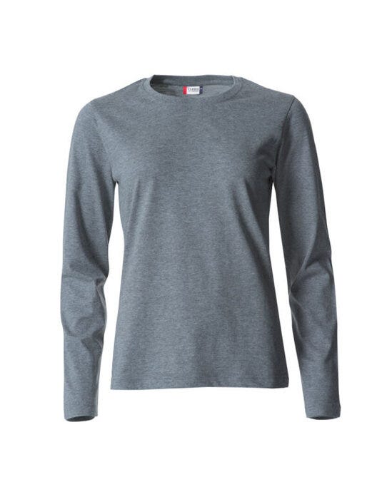 Clique Ladies L/S Basic-T - Grey Melange