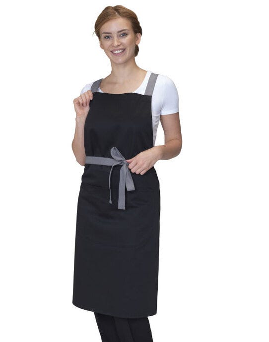 Dennys Cross Back Bib Apron - Black