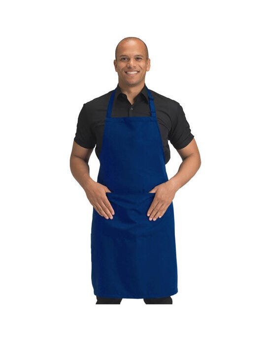 Dennys Recycled Bib Apron With Pocket - Royal Blue