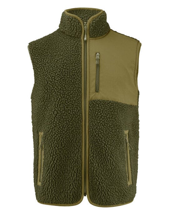 James Harvest Kingsley Fleece Vest - Moss Green