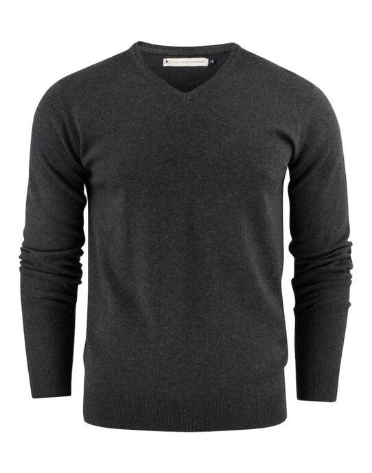 James Harvest Ashland V-Neck Knit Sweat - Anthracite Melange