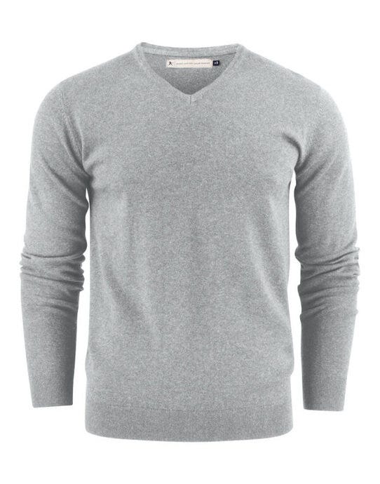James Harvest Ashland V-Neck Knit Sweat - Grey Melange