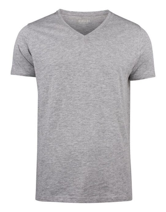 James Harvest Whailford V-Neck T-Shirt - Grey Melange