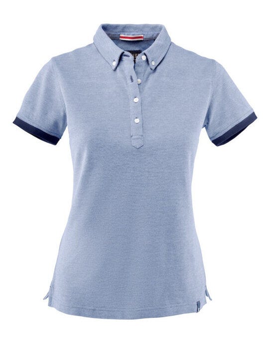 James Harvest Larkford Ladies Pique Polo - Light Blue Melange