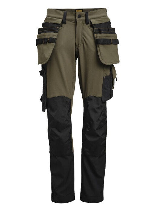 Jobman Womens Craftsman Trousers Stretch - Olive Green/Black