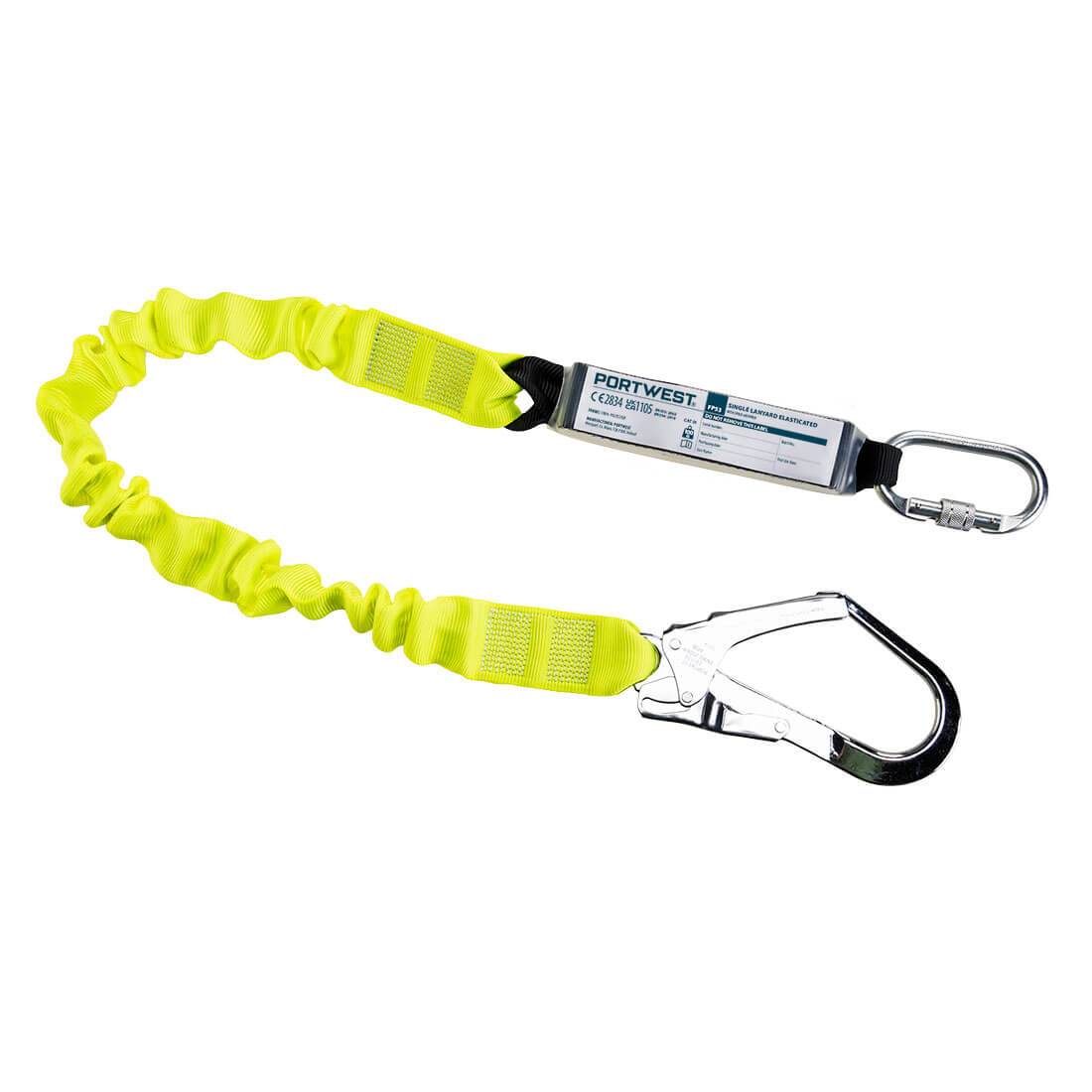 Portwest Single Elasticated 1.8m Lanyard With Shock Absorber in Yellow, main product image